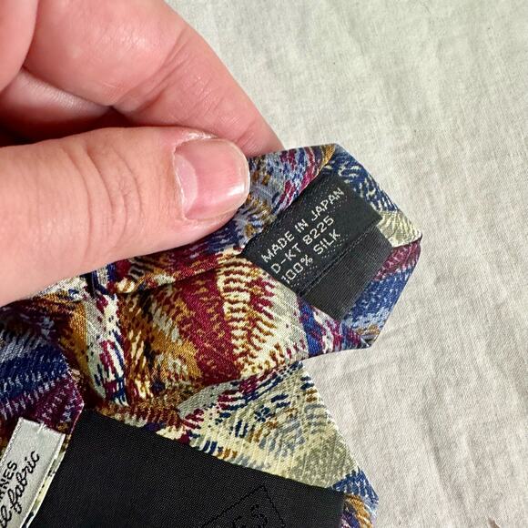 Jhane Barnes Men's 100% Silk Multicolored Starburst Color Block Necktie Tie - Picture 5 of 6